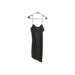 Black Slip Dress with Asymmetrical Hem